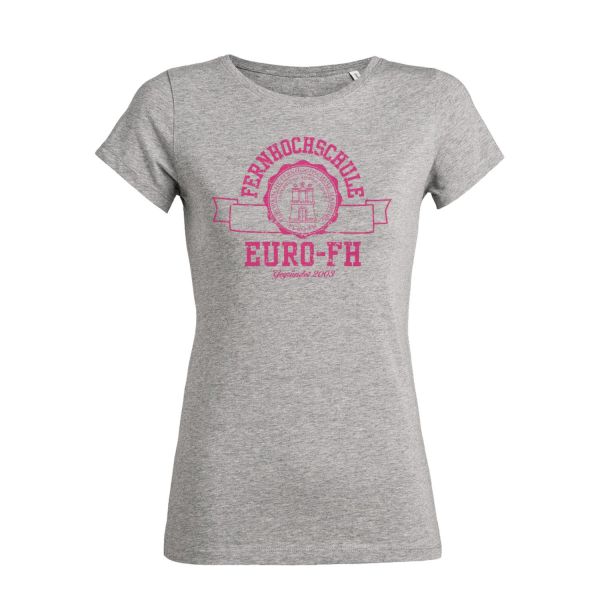 Damen T-Shirt, heather grey, gap.pink