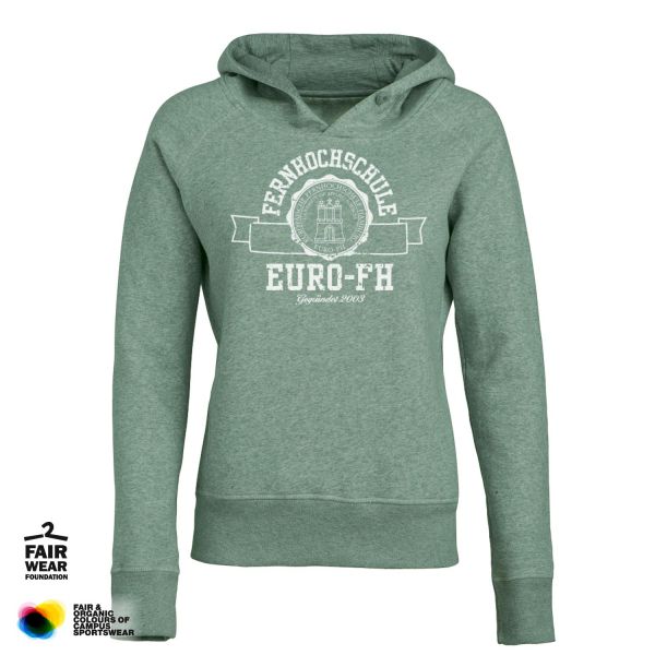 Damen Organic Hooded Sweatshirt, heather green, gap