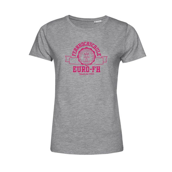 Damen Organic T-Shirt, heather grey, gap.pink